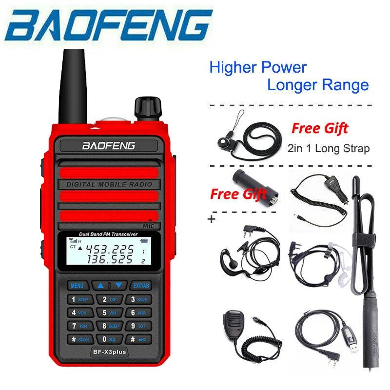 

Рация BAOFENG X3 Plus высокой мощности с большим радиусом действия, трехдиапазонная портативная любительская радиостанция CB, высокочастотный трансивер, любительская радиостанция