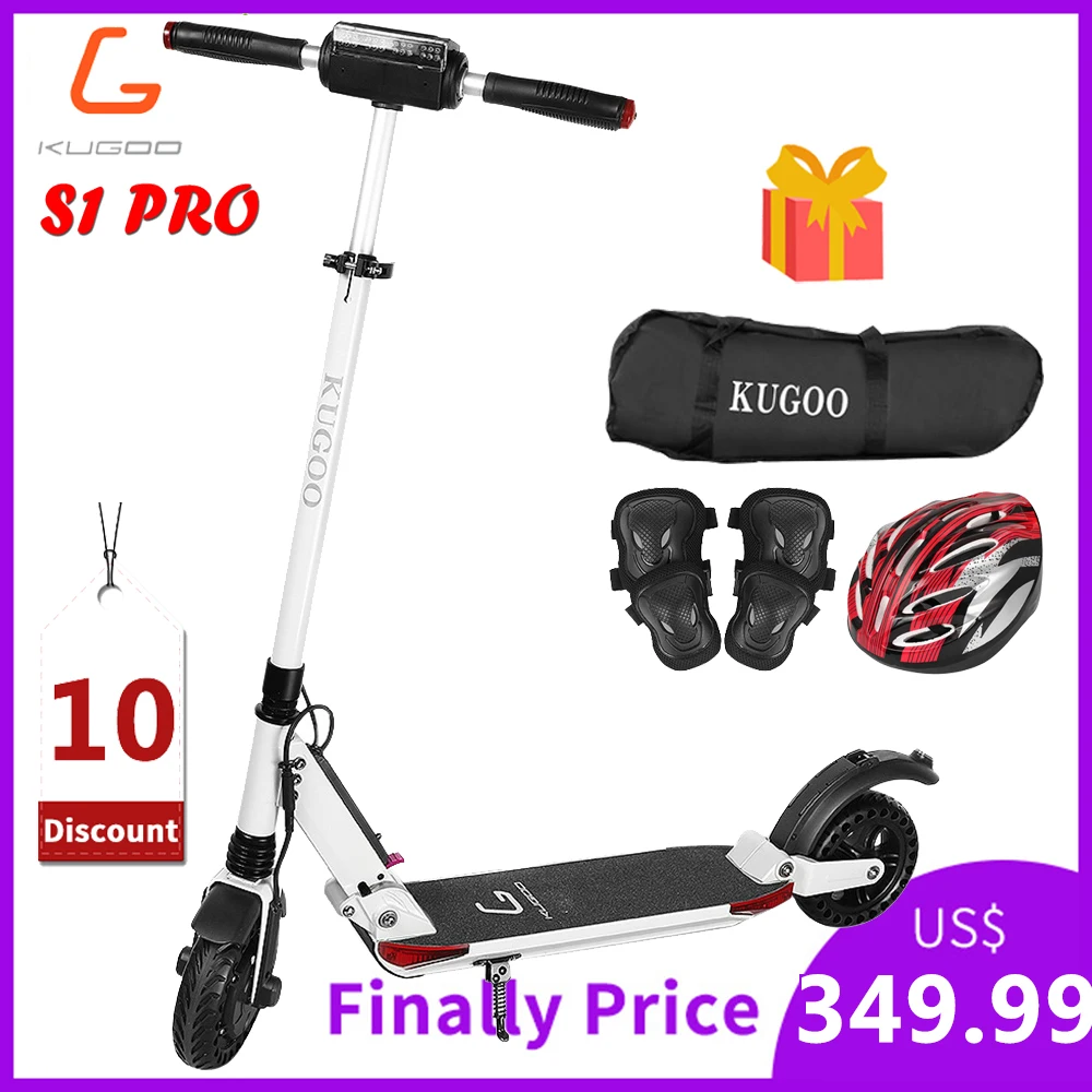 [ЕС сток] KUGOO S1 PRO складной электрический скутер 7.5AH 350 Вт ЖК-дисплей 3 режима скорости скутер для XiaomiM365 Dualtron PK Ninebot - Цвет: white 30kmh