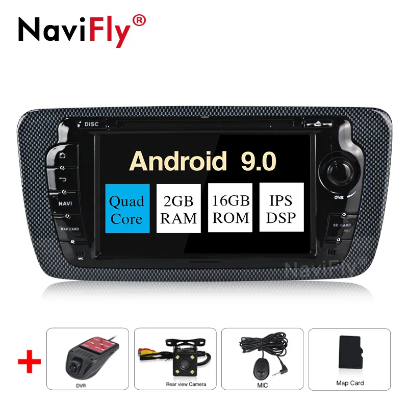 add camera and dvr NaviFly Android9.0 ips экран DSP автомобильный dvd-плеер для сиденья Ibiza 2009-2013 gps навигация OBD2 RDS raido TPMS автопроигрыватель - Цвет: add camera and dvr