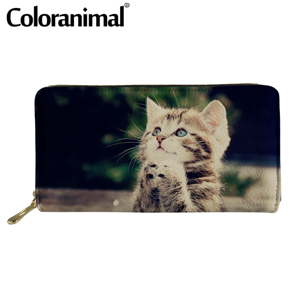 Женские кошельки и бумажники с принтом в виде милых кошек собак Coloranimal