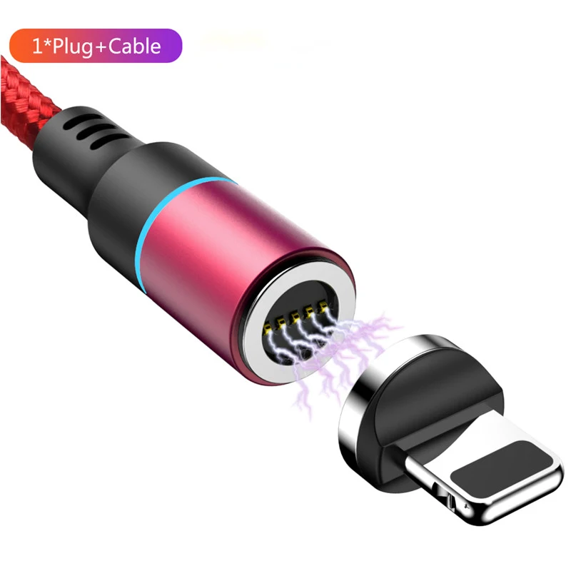 1 м светодиодный магнитный usb-кабель для передачи данных для iPhone Xs Max X XR 8 7 6s 6 Plus 5 5S Быстрая зарядка USB type C Micro кабель для samsung Xiaomi - Color: Red