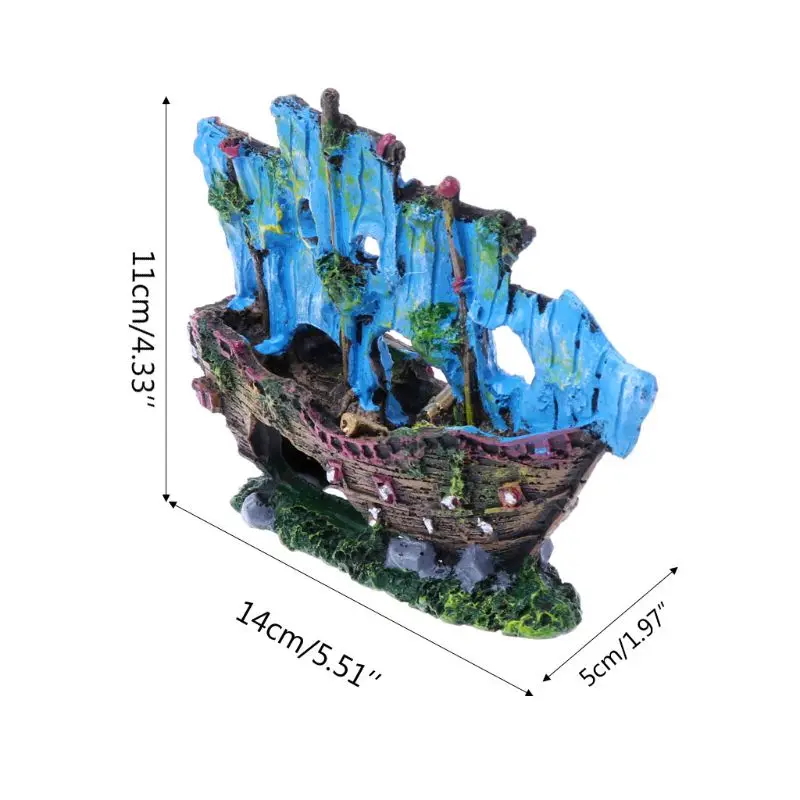 

Aquarium Ornament Resin Sailing Boat Sunk Ship Fish Tank Aquarium Decoration