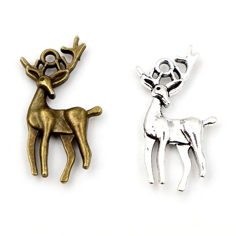 

30 шт. / Лот 28x13 мм бронзовый античный посеребренный олень милые подвески ручной работы кулон: DIY ювелирная фурнитура для браслета ожерелья