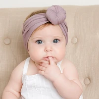 new 1pcs baby girls solid knot headband kids turban knited cotton blend hair accessories children cross headwear for baby girl