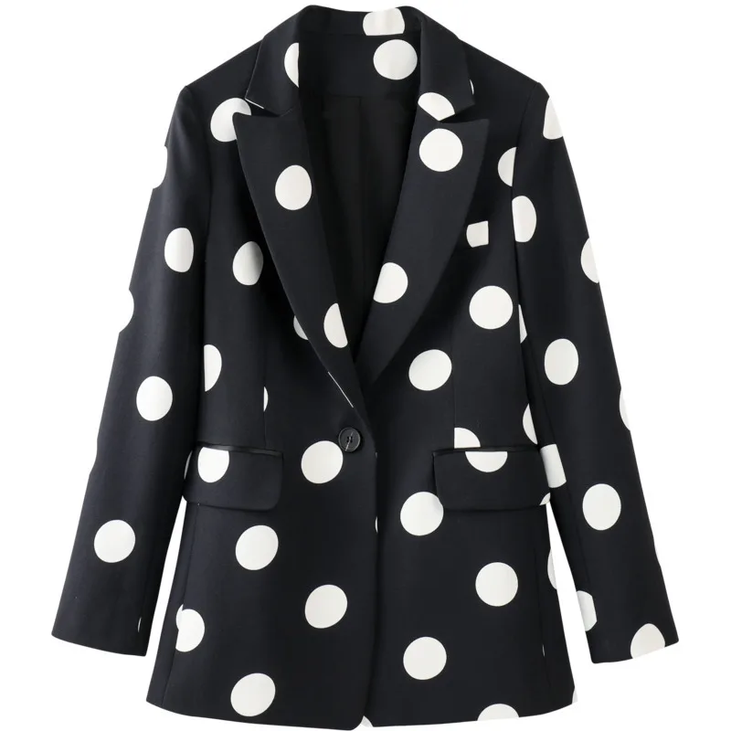 

Polka dot one button OL temperament professional long-sleeved suit jacket women