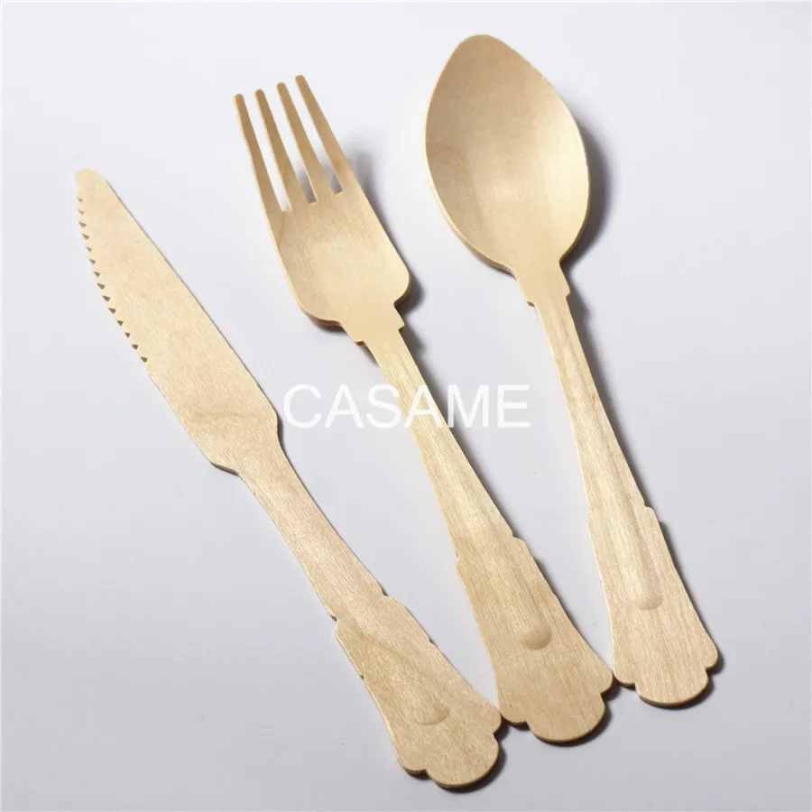 Деревянные Одноразовые столовые приборы экологически чистые биоразлагаемые