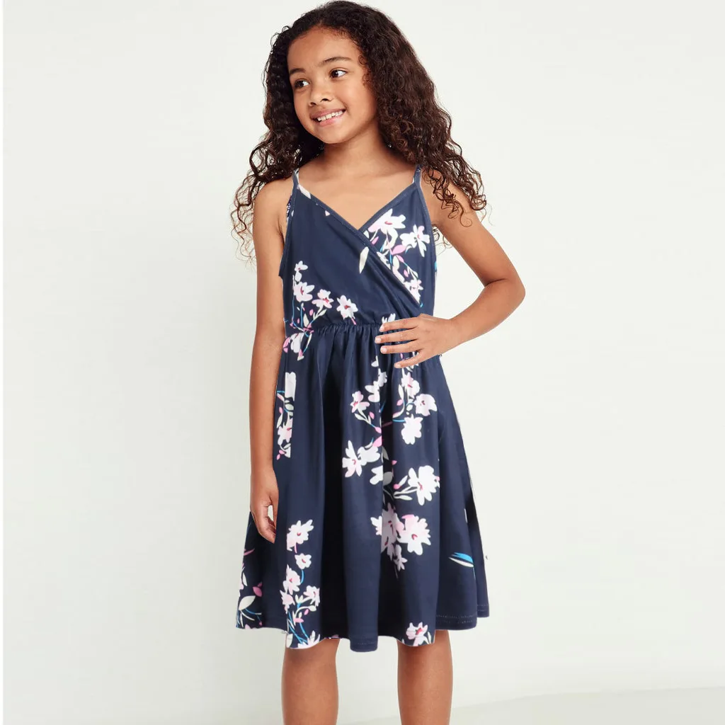 2022 семейный образ пляжные платья без рукавов для мамы и я одежда синие цветочные