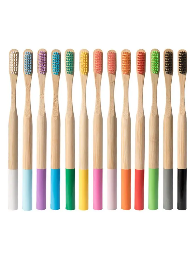 Portable Bamboo Toothbrush Rainbow ToothBrush Soft Hair Tooth Brush Eco Friendly Brushes Oral Cleaning Care Tools | Красота и
