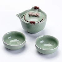travel tea set gaiwan teapot teacups the ru kiln quick pass cup 1 pot 2 cups outdoor ceramic kung fu teaware