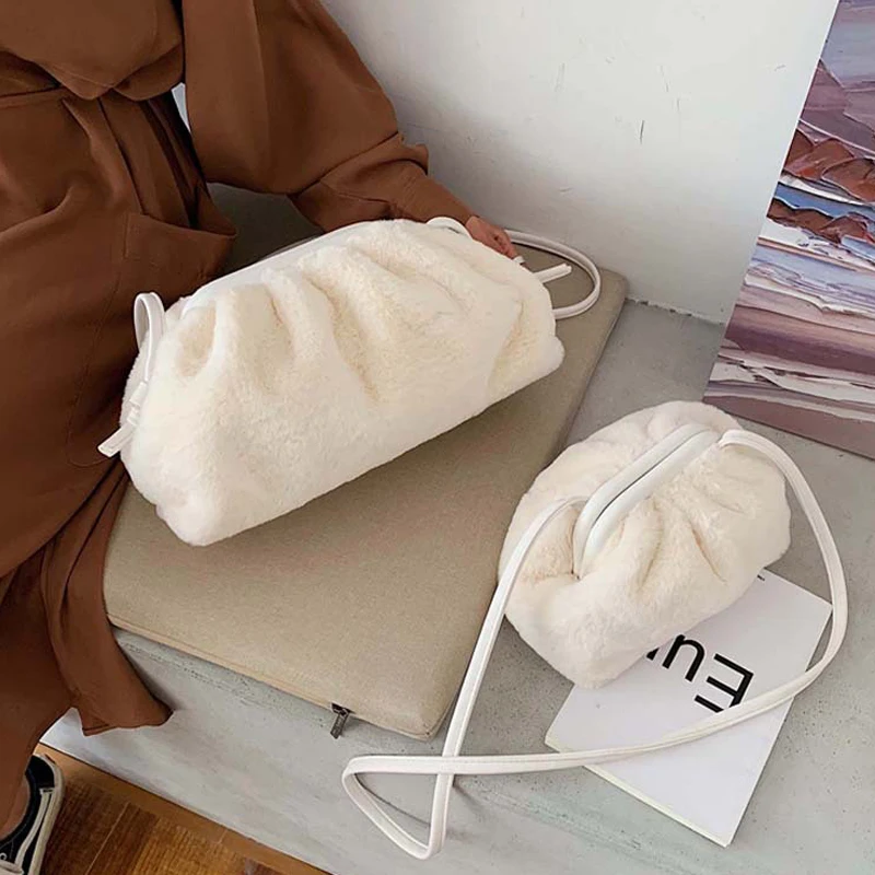 Женская простая сумка мессенджер из пельменей 2019 плюшевая через плечо