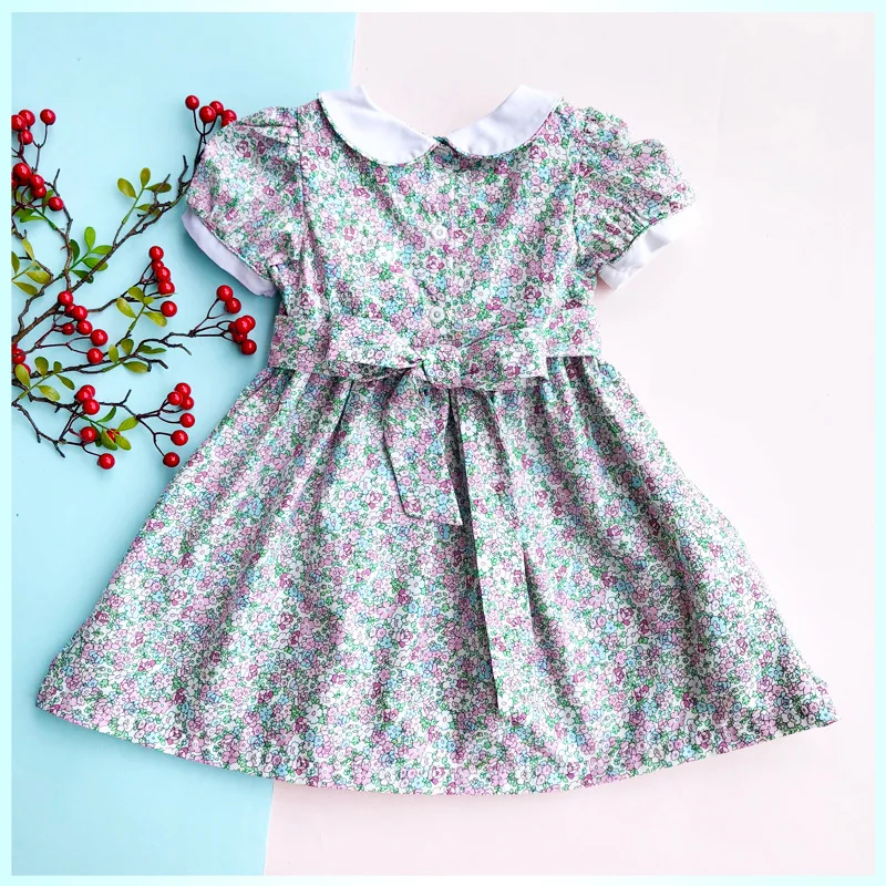 toddler girls dresses summer 2019 size 3 4 5 6 7 little floral smocked flower printed doll collar party wedding | Детская одежда и