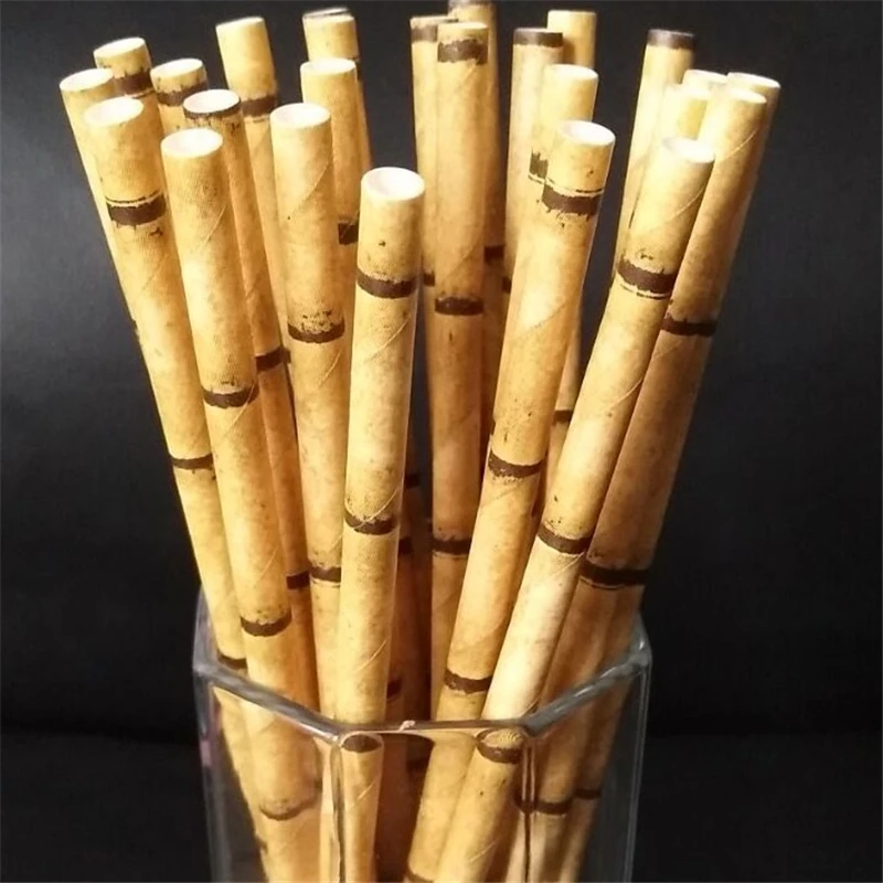 100pcs 19.7cm Paper Straw Reusable Bamboo Drinking Tube Party Supplie Decoration Cocktail Drink Accessory Barware | Дом и сад