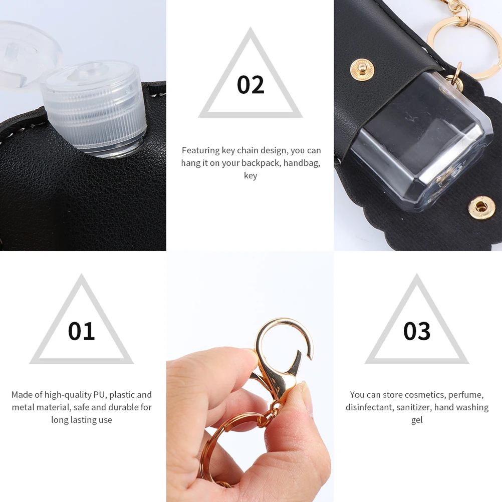 

6 Sets Hand Sanitizer Keychain Holder Travel Bottle Sanitizer Bottle Keychain Leather Sanitizer Bottle Protective Cover