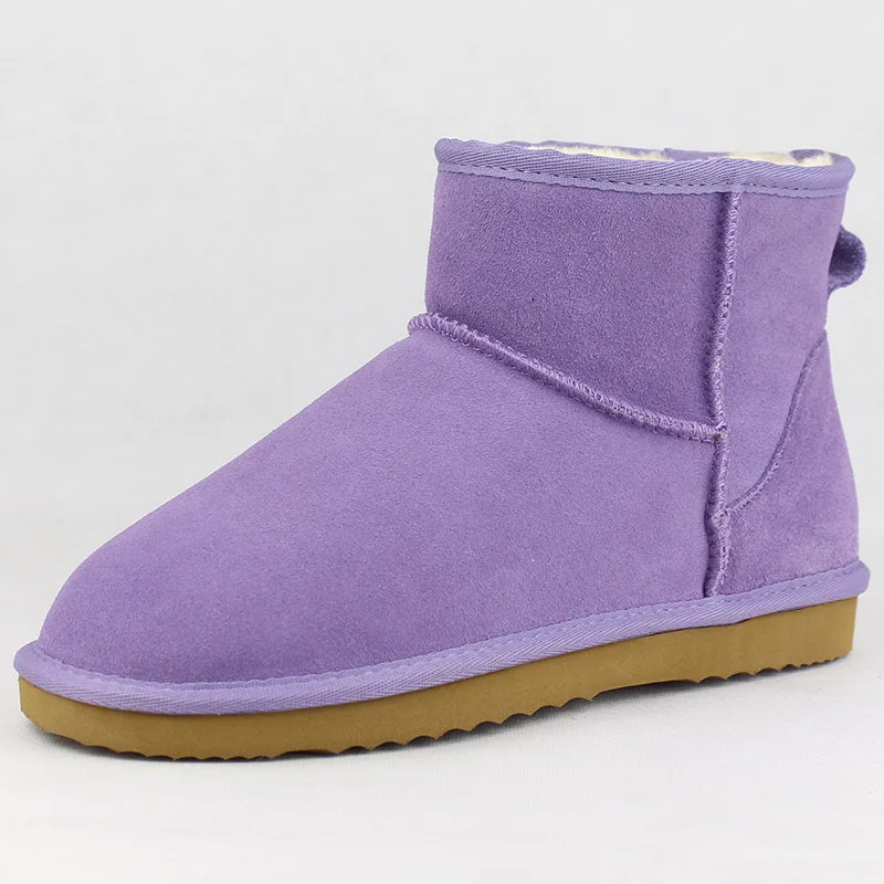 Purple Лидер продаж; зимние сапоги; теплые зимние сапоги; женские сапоги из натуральной кожи на нескользящей подошве; ботильоны; женская обувь из толстого плюша - Цвет: Purple