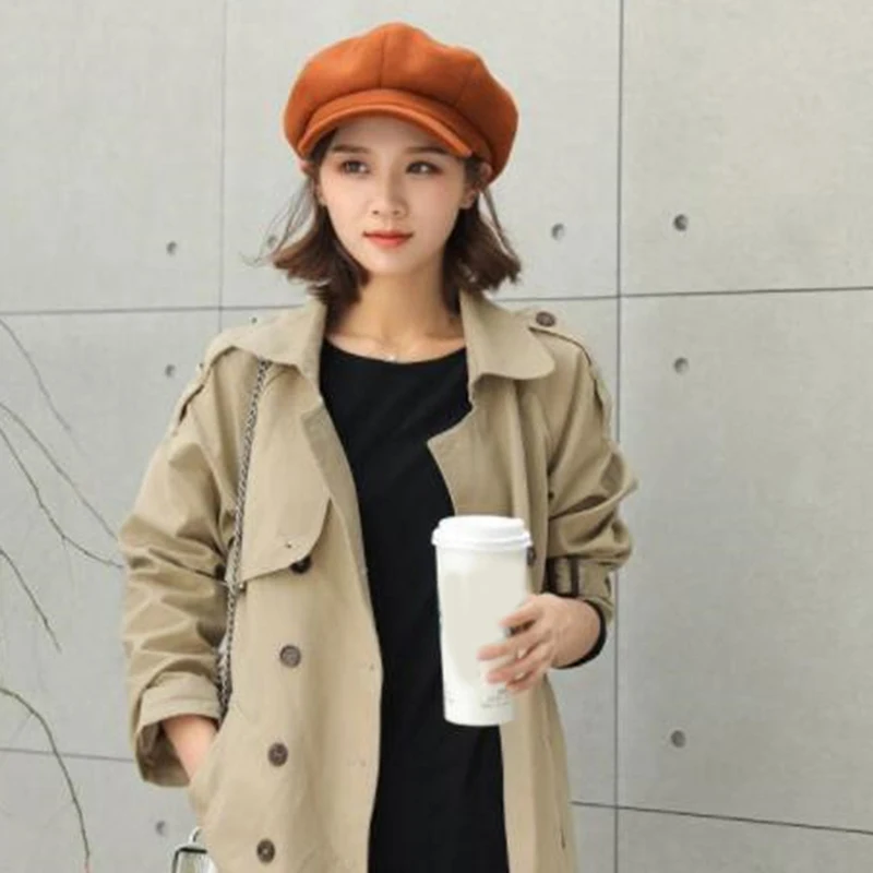 

Wool Painter Beret Women Autumn And Winter Literary Beret Solid Color Korean Style Wild British Vintage Caps For Girls