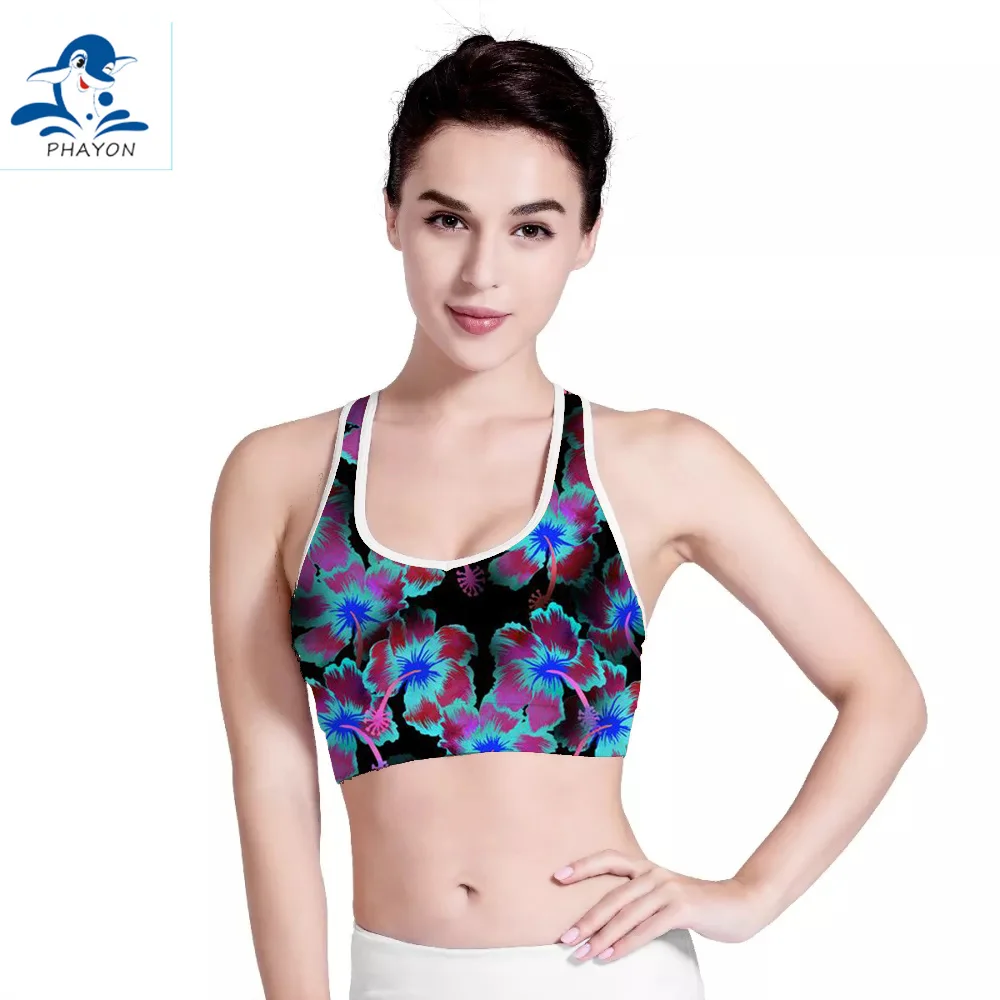

PHAYON Advance Flowers Sports Bras Women Quick Dry Removable Chest Pad Yoga Top for Fitness Running Gym Seamless Sport Bra