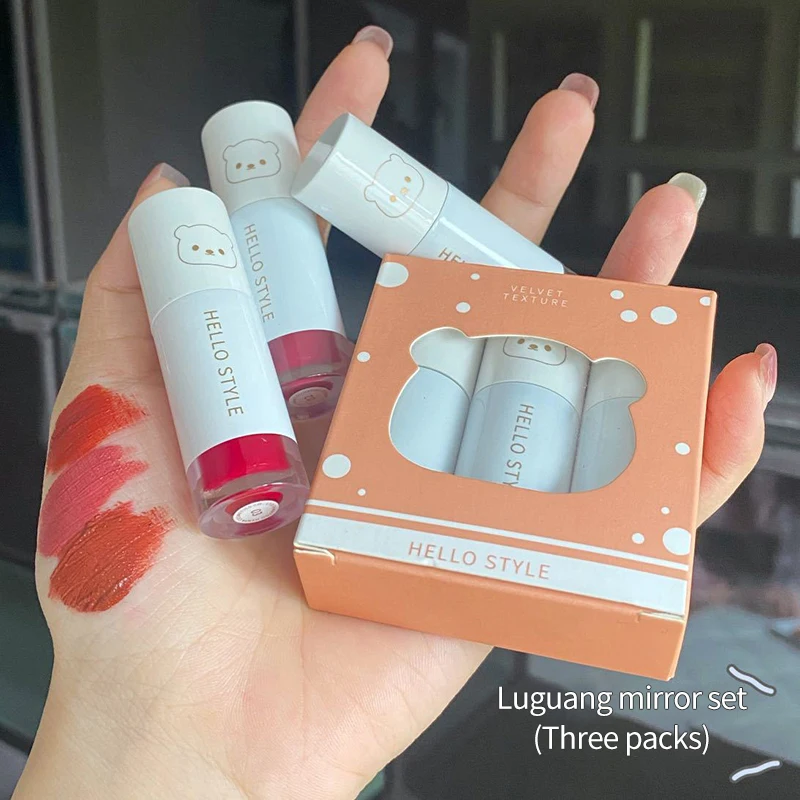 

3/4pcs Cute Bear White Tube Glazed Mirror Matte Water Lip Glaze Set Lasting Moisturizing Lip Glaze Set Cosmetic Sets TSLM1