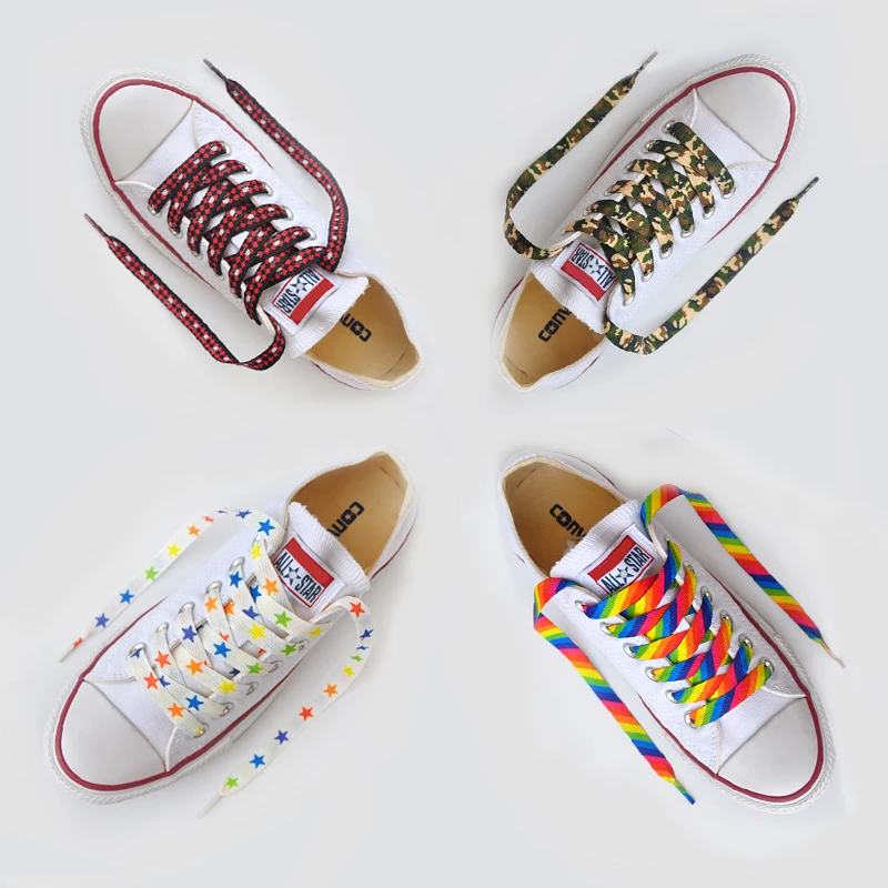 SENTCHARM 1 пара новый стиль радужные цветные плоские шнурки модные для повседневной