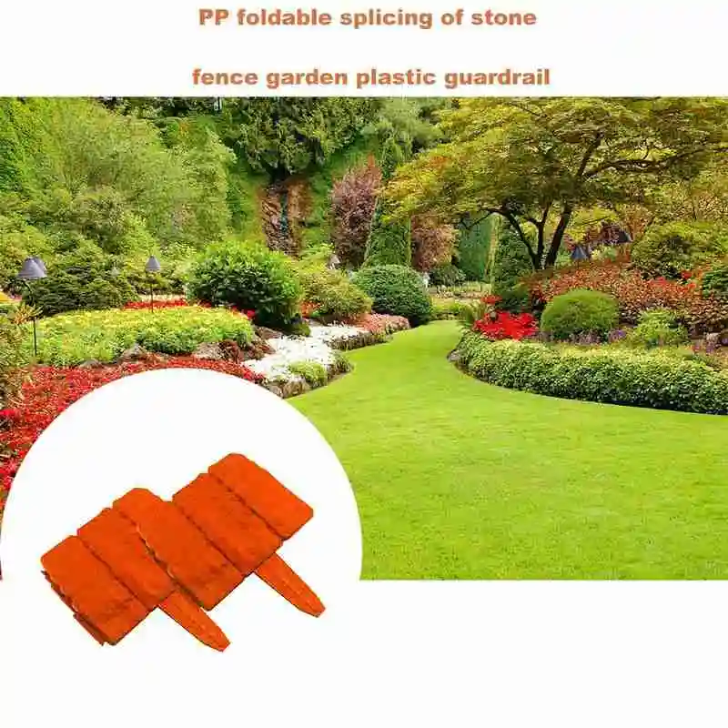

Imitation Stone Fence Garden Plastic Fence Pp Foldable Garden Grass Gardening Splicing Fence Fence J0W9