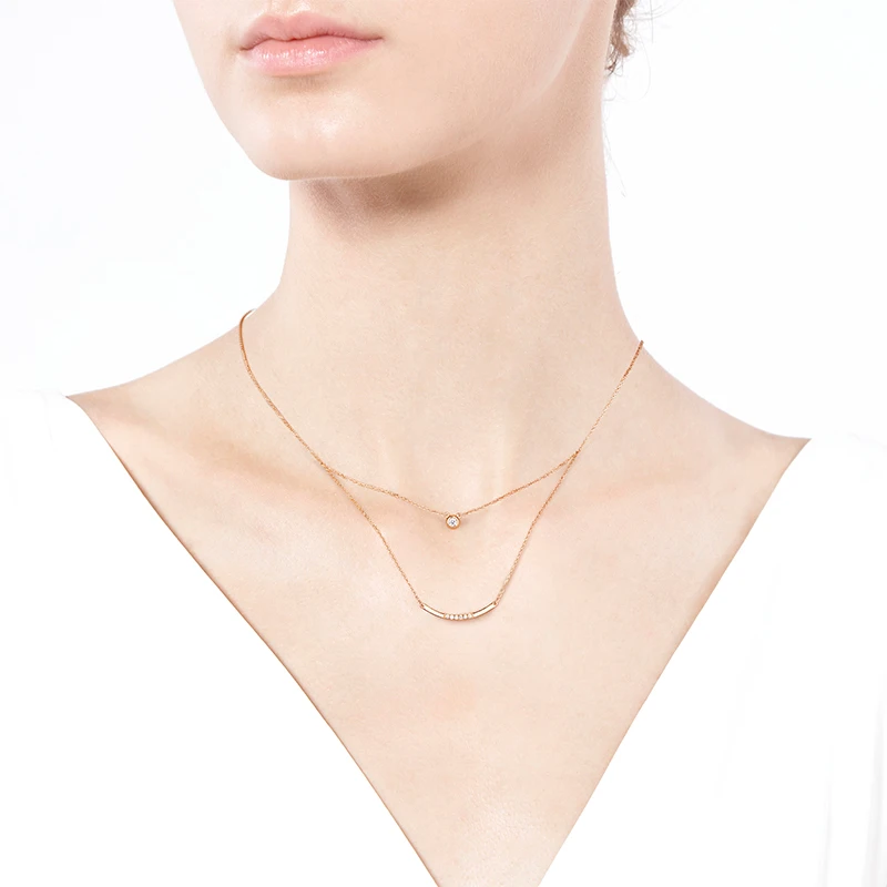 

I Do Romance Series Necklace Fine Jewelry Two Tiered Necklace Genuine Diamond Christmas New Year Love Gift For Women