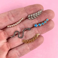 5pcsset new bohemian crystal stud earrings set for women leaf black snake geometric earring female vintage jewelry accesorios