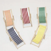 112 miniature wooden beach chair model of stripe dollhouse furniture decoration chair