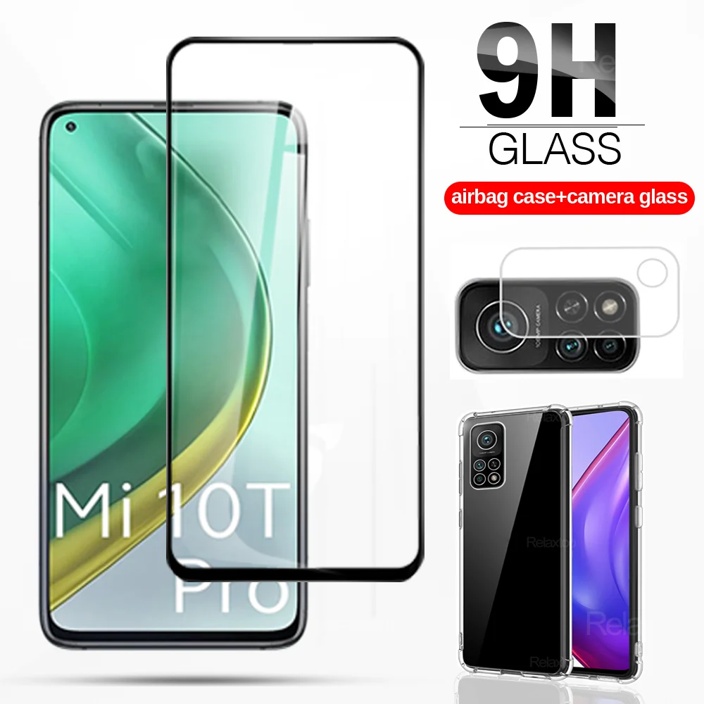 

Ударопрочный Мягкий силиконовый чехол 3 в 1 для Xiaomi 10t lite, закаленное стекло для Xiaomi Xiaomy10t 10t pro, защитная пленка для камеры