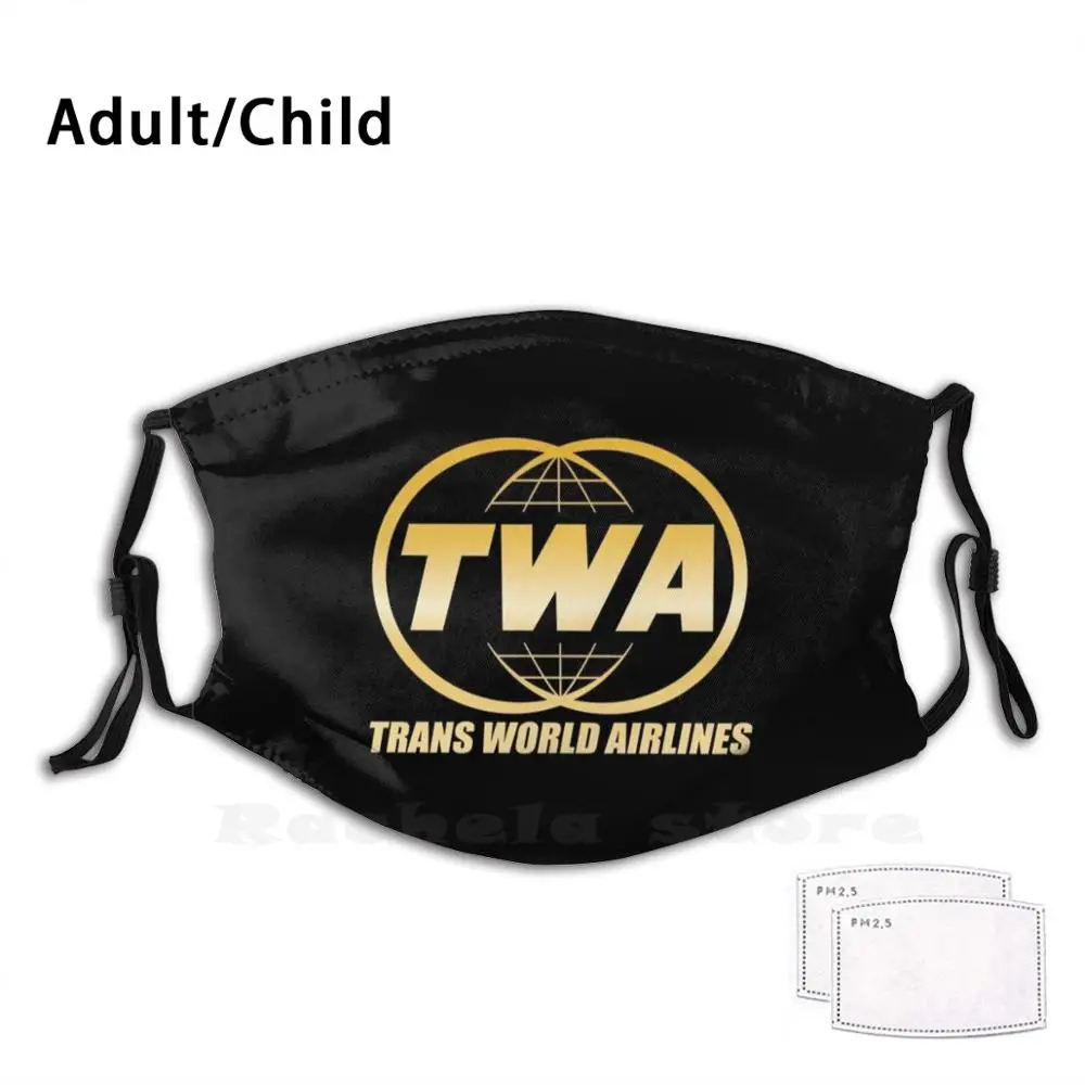 

Trans World Airways Twa Retro Print Washable Filter Anti Dust Mouth Mask Cool Retro Trans World Airlines Twa 60S 70S 80S