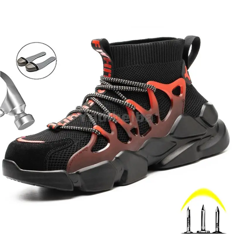 

Work Boots Safety Steel Toe Shoes Men Work Sneakers Lightweight Indestructible Male Safety Shoes Anti-Puncture Work Shoes Men