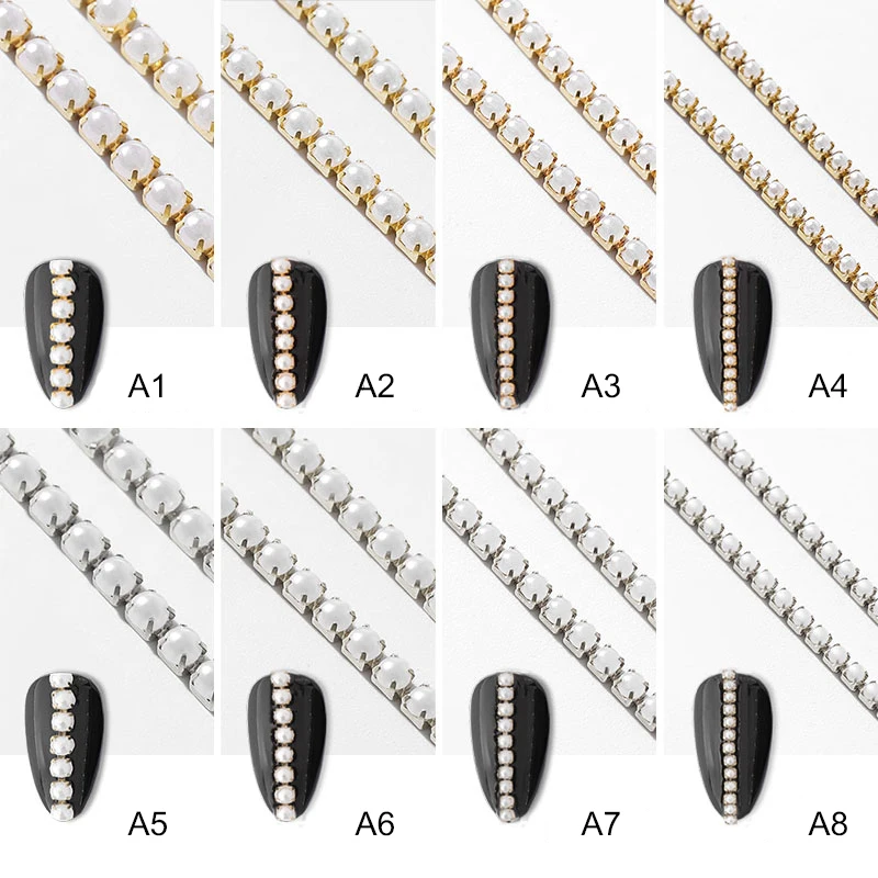 Женские жемчужные украшения для ногтей цепочка маникюра металлические Декор