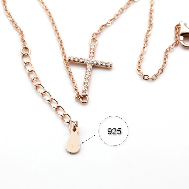 Серебро 925 пробы розовое золото и белый цвет очаровательный крест Иисуса с
