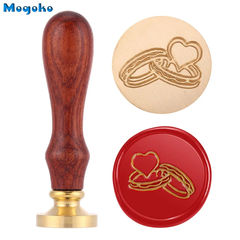 Mogoko восковая печать штемпели Роза из перьев дерево любовь кольцо Корона