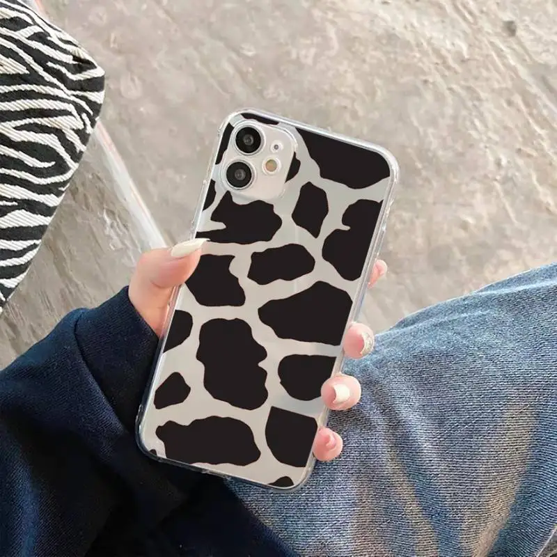 

Cow color Print fashion Pattern texture Phone Case For iphone 12 11 8 7 6s 6 5 5s 5c se plus mini x xs xr pro max Transparent