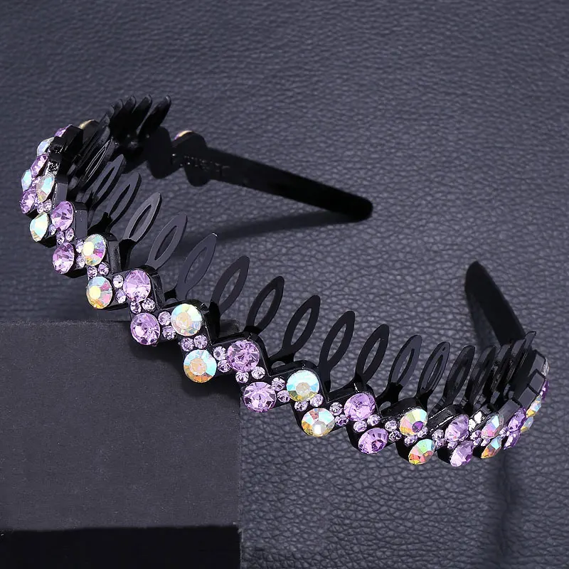 

Luxury Multicolor Headband Rhinestone Comb Thin Hair Hoop Rhinestone Toothed Face Wash Thin Headband Simple Summer Hair