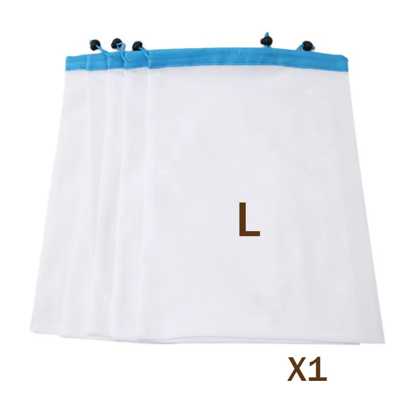 L-43x30 cm 1 шт Многоразовые продукты мешок органический сетчатый мешок из хлопка многоразовые сумки кухонные овощные Фрукты Эко сумки шнурок хозяйственная сумка - Цвет: L-43x30 cm