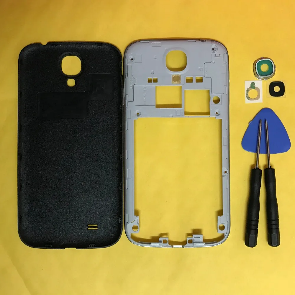 Для Samsung Galaxy S4 i9500 I9505 I337 I545 L720 R970 M919 телефон промежуточный Корпус чехол+ задняя крышка батареи+ объектив камеры