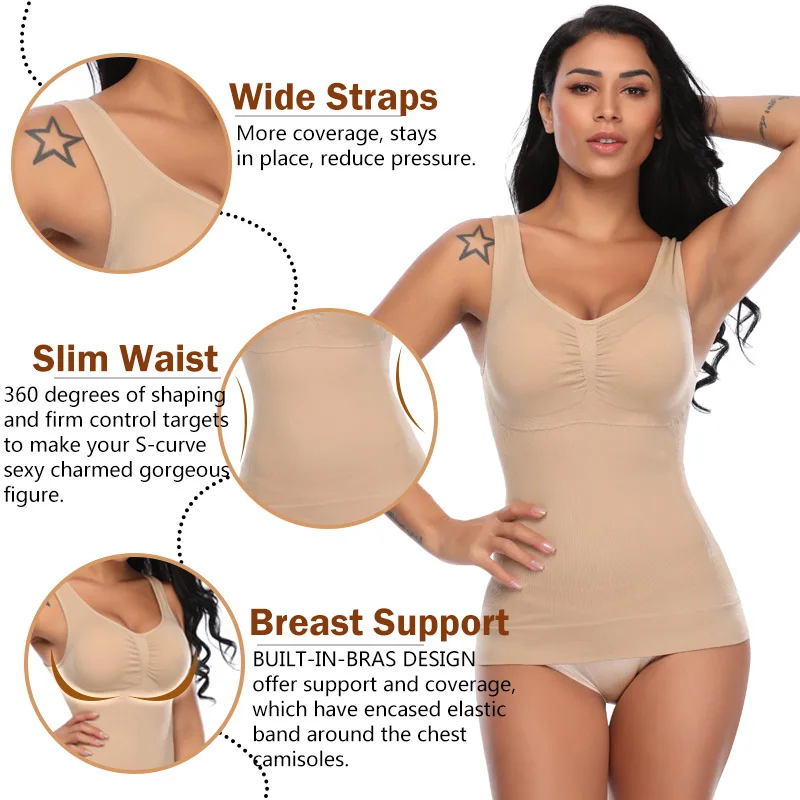 Корректирующее белье женское со съемными подкладками Утягивающее нижнее майка с