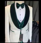 Зеленый бархат шаль лацкан мужской костюм для выпускного вечера, узор Для мужчин костюмы 2021 Зауженный блейзер, смокинг жениха Свадебный Мужской костюм комплект из 3 предметов