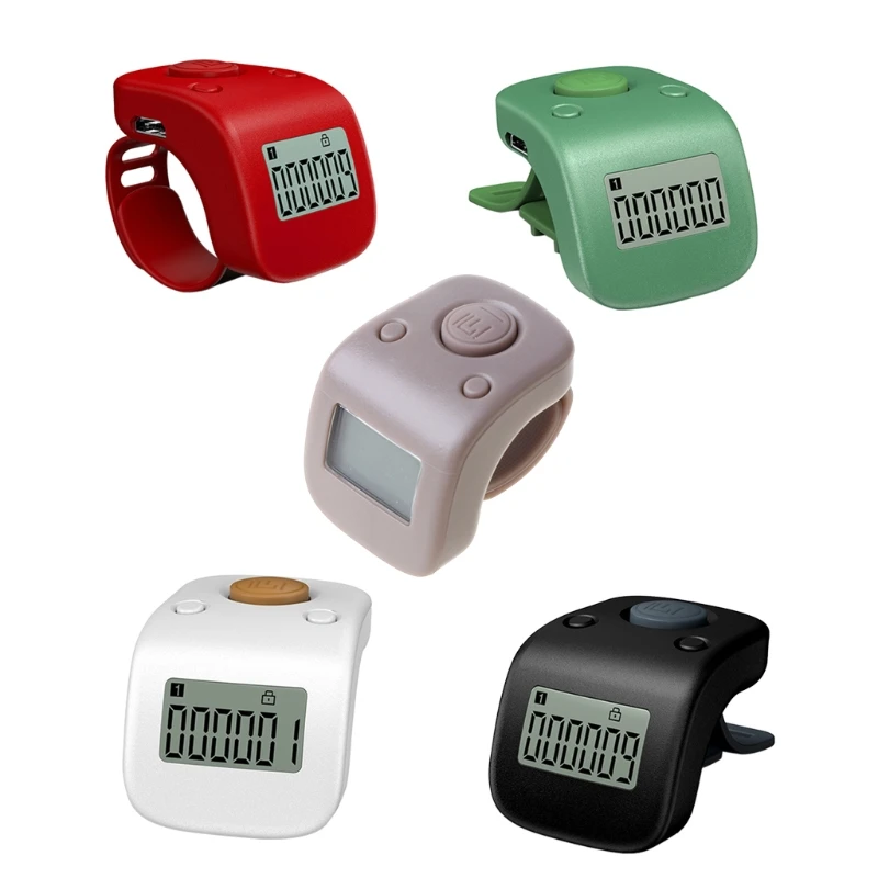 

Digital LCD Finger Ring Tally Counter 6Digit beads Prayer Counter Clicker D0AC