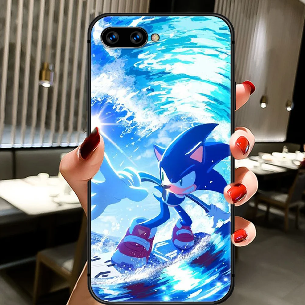 

Cartoon Sonic Blue Hedgehog Phone Case Cover Hull For HUAWEI Honor 8 8c 8a 8x 9 9a 9x V10 MATE 10 20 I Lite Pro black Shell