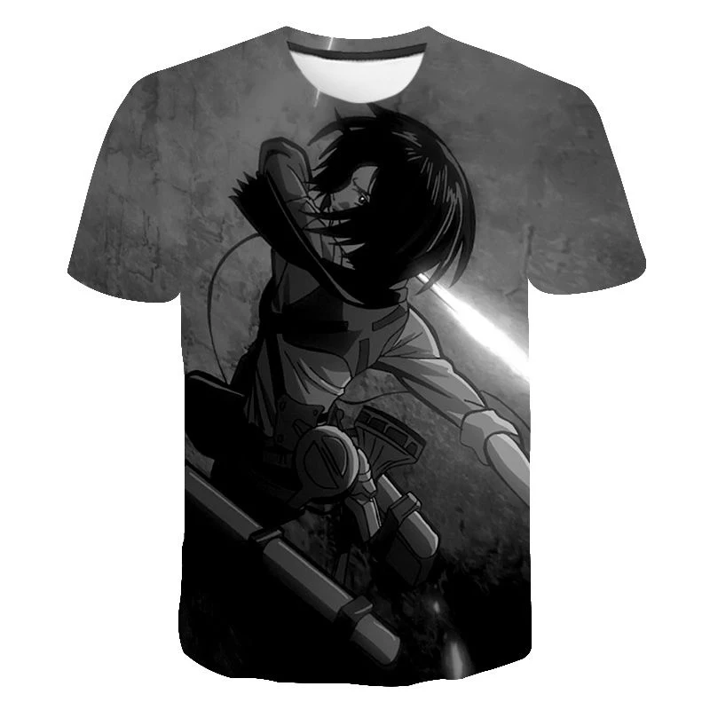 

2021 Summer New Men's Titan Cartoon T-Shirt Flame Pattern Black And White Short Sleeve Travel Street Casual T-Shirt Xxs-130