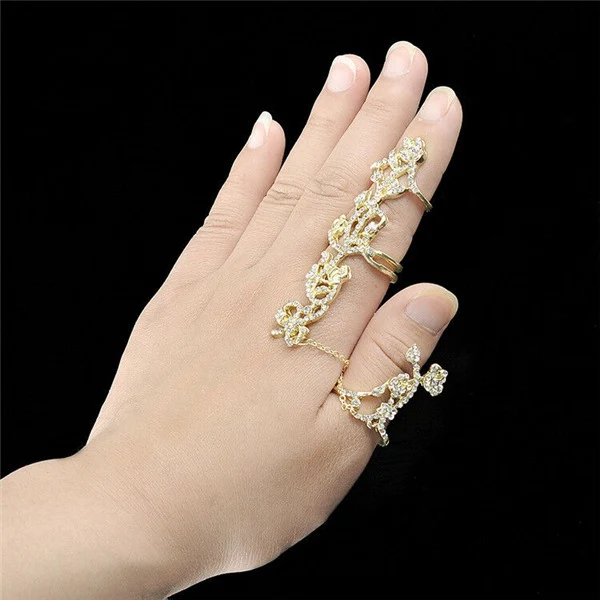 

Fad Ring Jewellery Thumb Crystal Fashion Multiple Stack Double Finger Women's Gift