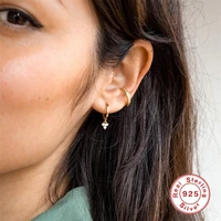 new trendy 925 sterling silver cz hoop earrings for women gold earing luxury elegant ear bone fine jewelry brincos accessories