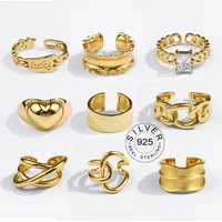 real 925 sterling silver rings for women vintage gold color bump engagement rings silver 925 jewelry anillos mujer
