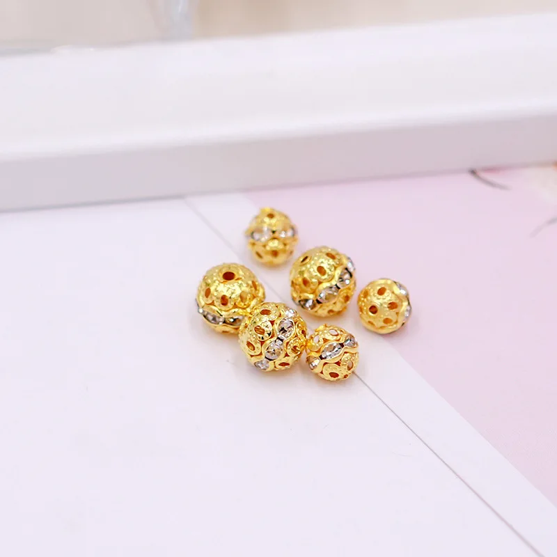 

20pcs/lot 8/10mm Rhinestone Balls Beads Multicolor Crystal Loose Spacer Round Beads for Jewelry Making DIY Bracelet Accessories