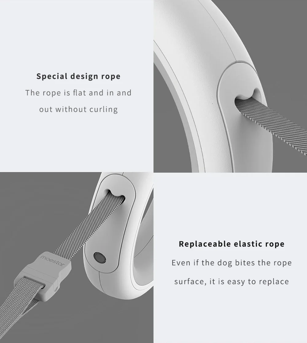 Xiaomi Moestar Retractable Dog Leash Ring Led Lighting Flexible Pet Collar Dog Puppy Traction Rope Belt Length 2.6m Smart Remote
