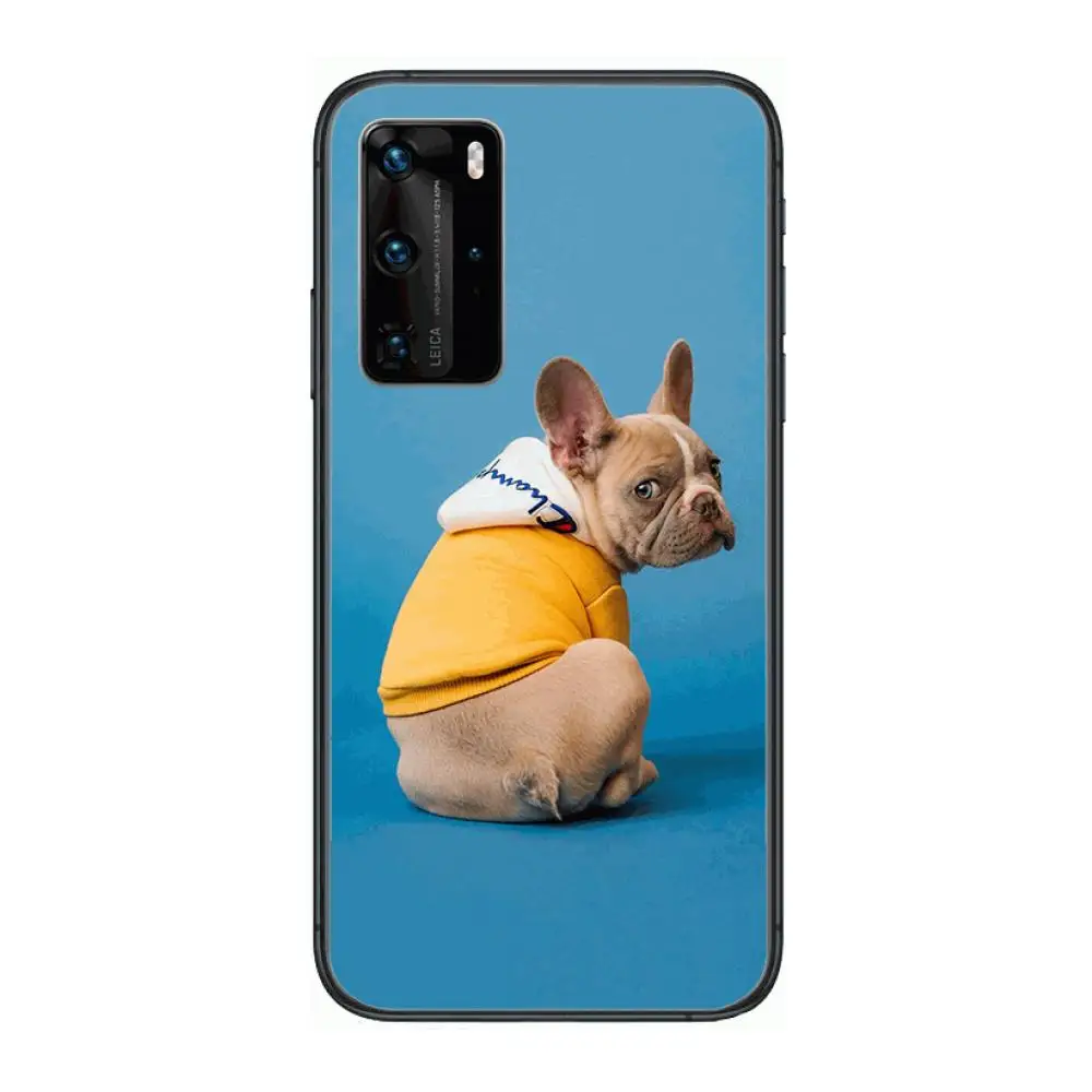 

French Bulldog Dog Creative and cute Phone Case For Huawei P 40 30 20 10 9 8 Lite E Pro Plus Black Etui Coque Painting Hoesjes