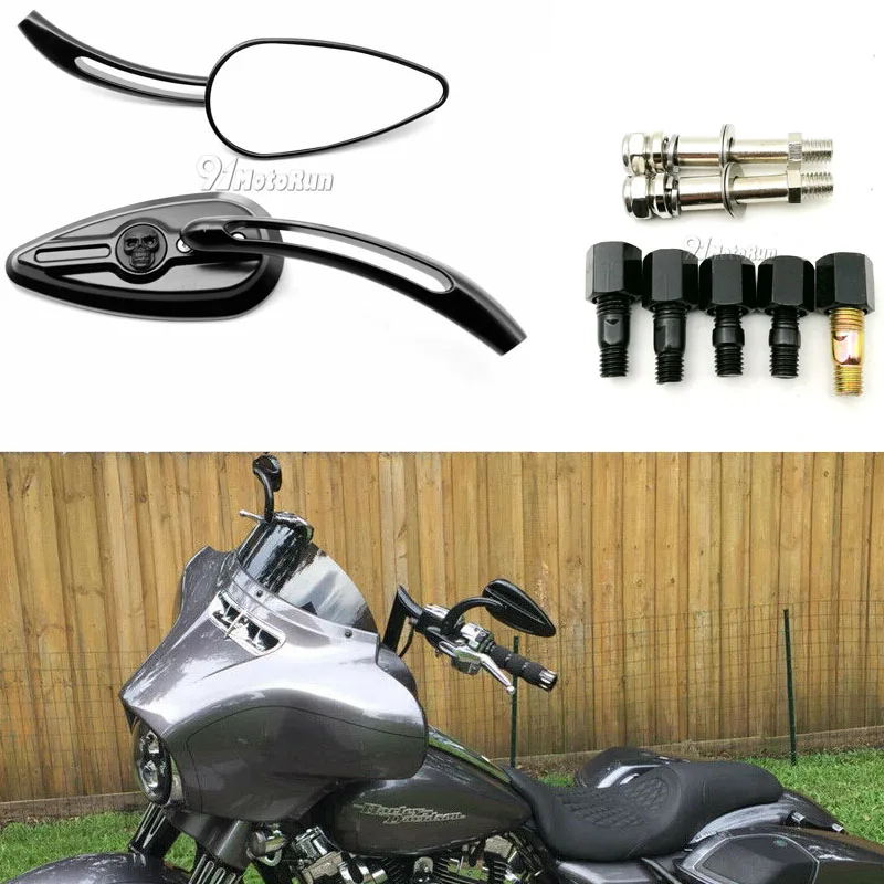 Черные мотоциклетные зеркала заднего вида с черепом для Suzuki Intruder объемсия VS VL 700