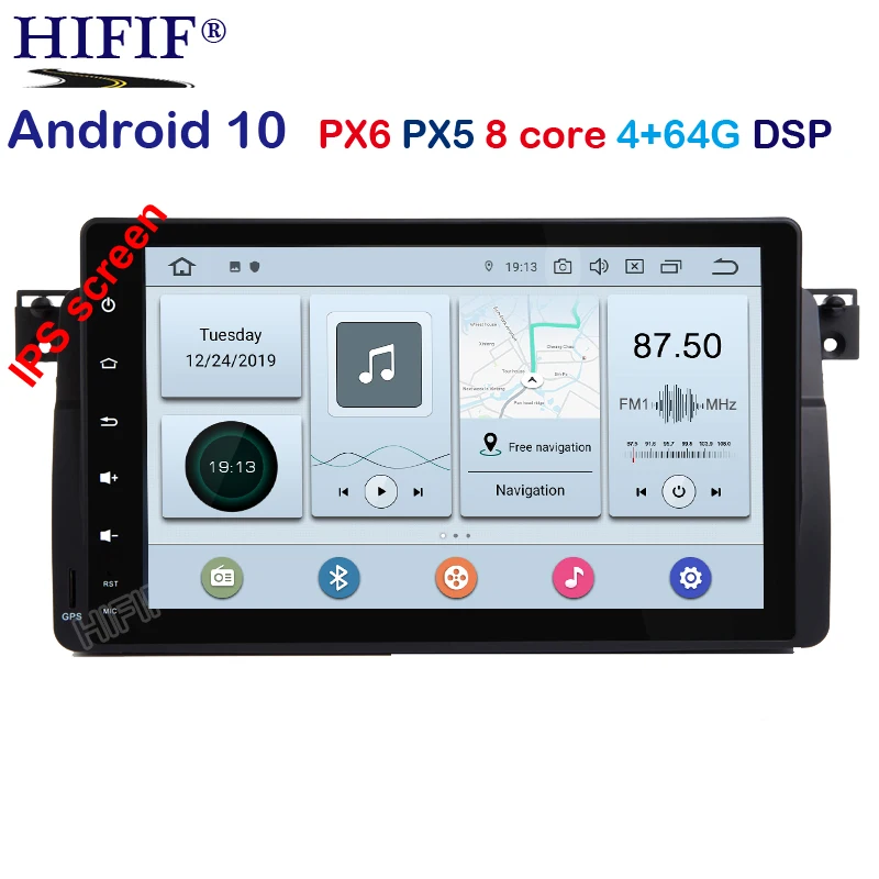 9 &quotIPS 4G + 64G DSP Android 10 PX6 Автомобильный GPS для BMW E46 Sedan Rover 75 1999 2000 2001 2002 2003 2004 MG ZT