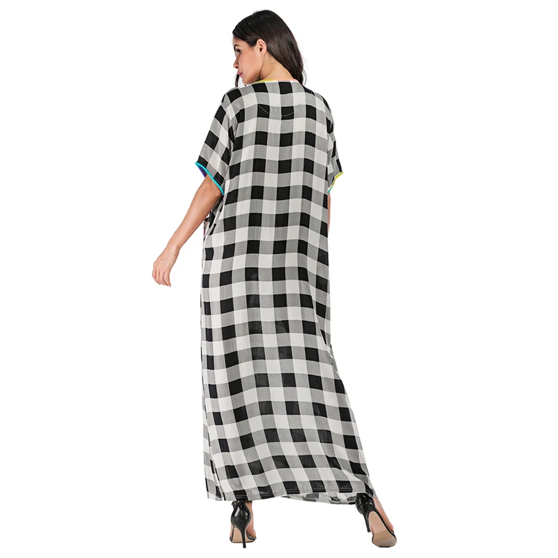 Мусульманское платье пакистанское Абая Дубай кружевное с круглым вырезом и